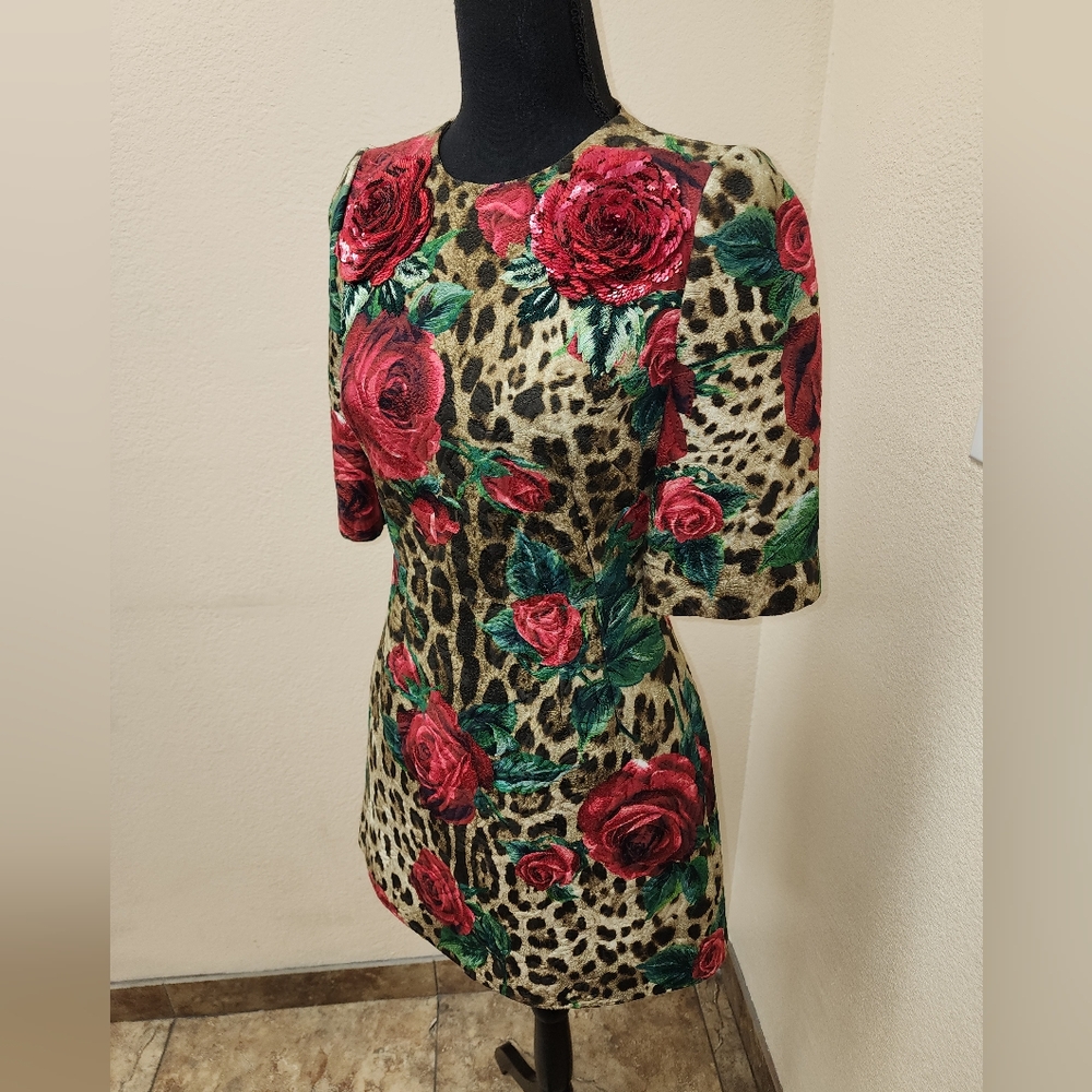 Leopard Floral Sequin Mini Dress